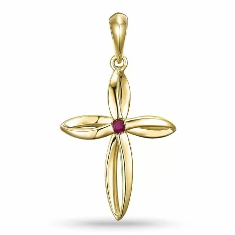 Elegant kruis robijn hanger in 9 caraat goud 0,04 ct