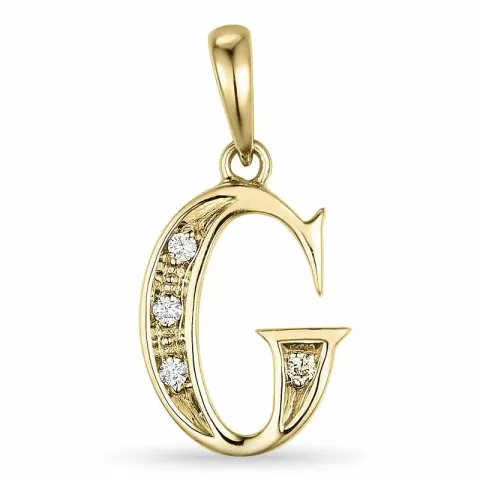 Letter g diamant hanger in 9 caraat goud 0,03 ct