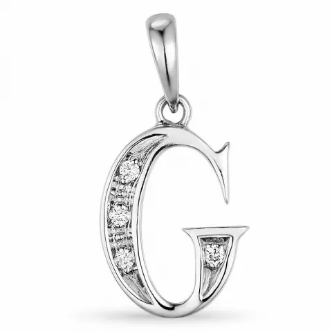Letter g diamant hanger in 9 caraat witgoud 0,03 ct