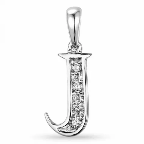 Letter j diamant hanger in 9 caraat witgoud 0,03 ct