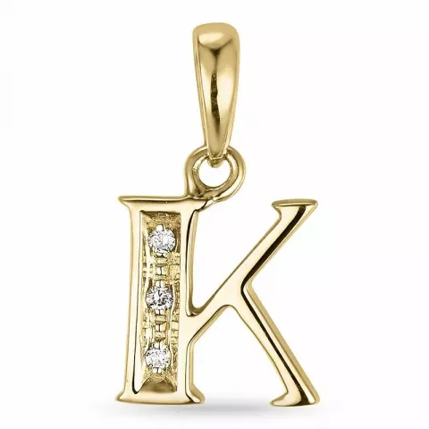 Letter k diamanten hanger in 9 caraat goud 0,02 ct
