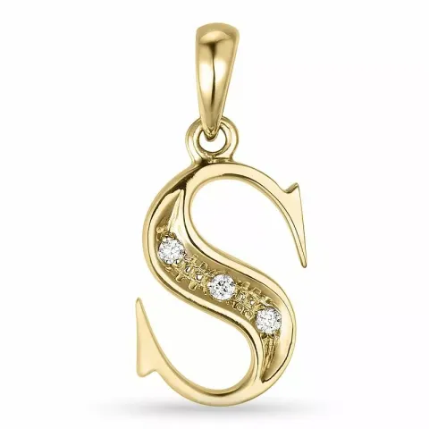 Letter s diamanten hanger in 9 caraat goud 0,02 ct