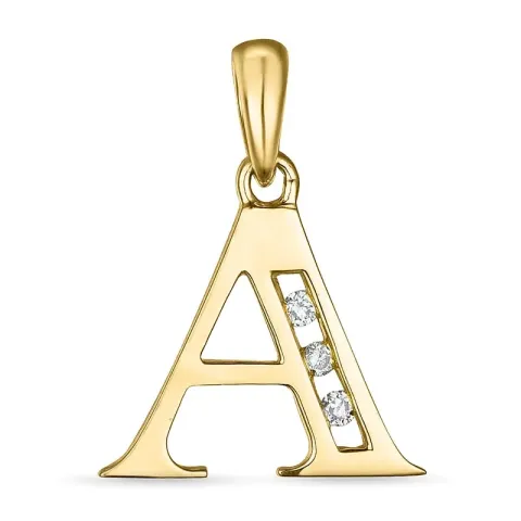 letter a diamant hanger in 9 caraat goud 0,03 ct