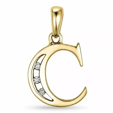letter c diamant hanger in 9 caraat goud 0,03 ct