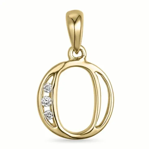 letter o diamant hanger in 9 caraat goud 0,03 ct