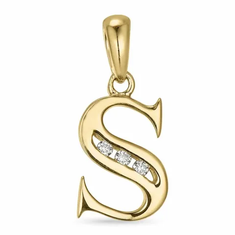 letter s diamant hanger in 9 caraat goud 0,03 ct