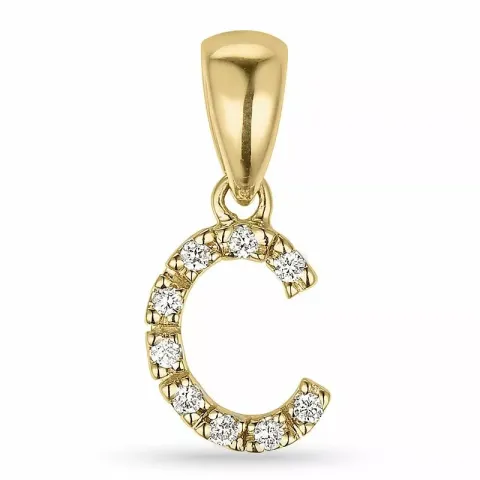 Letter c diamant hanger in 9 caraat goud 0,05 ct