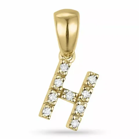 Letter h diamant hanger in 9 caraat goud 0,05 ct