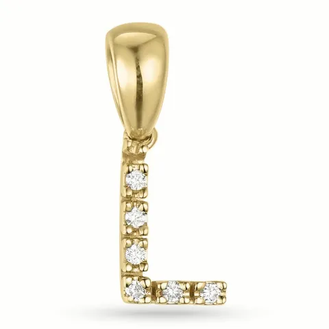testsieraad letter l diamant hanger in 9 caraat goud 0,03 ct
