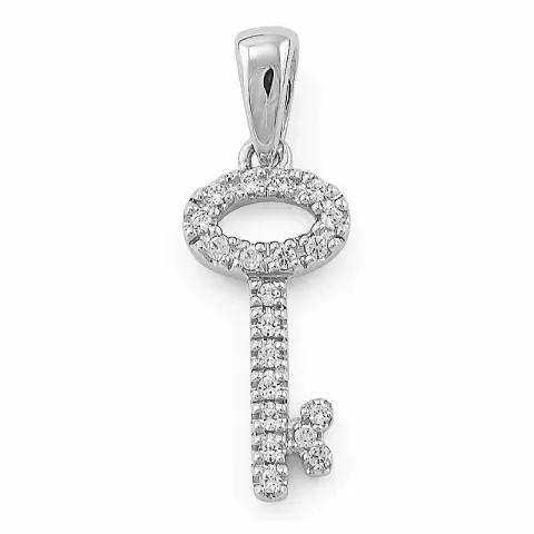 Sleutel diamanten hanger in 9 caraat witgoud 0,10 ct