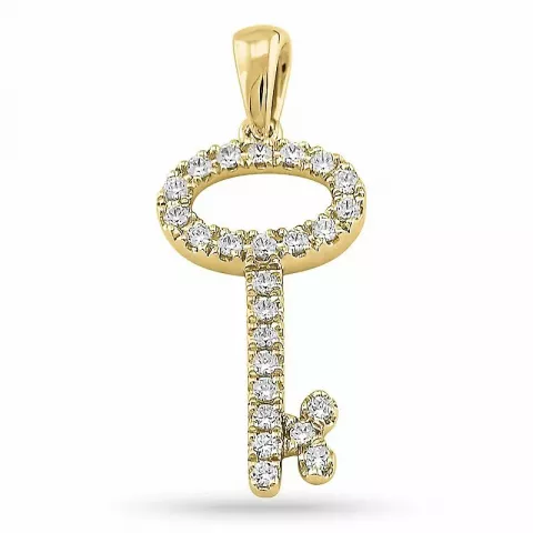Sleutel diamant hanger in 9 caraat goud 0,25 ct