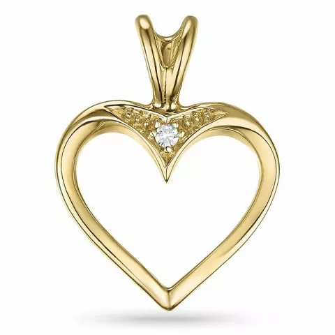 hart diamant hanger in 9 caraat goud 0,009 ct