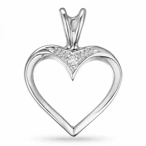 hart diamanten hanger in 9 caraat witgoud 0,009 ct
