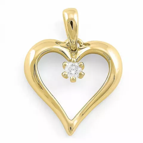 hart diamanten hanger in 9 caraat goud 0,07 ct