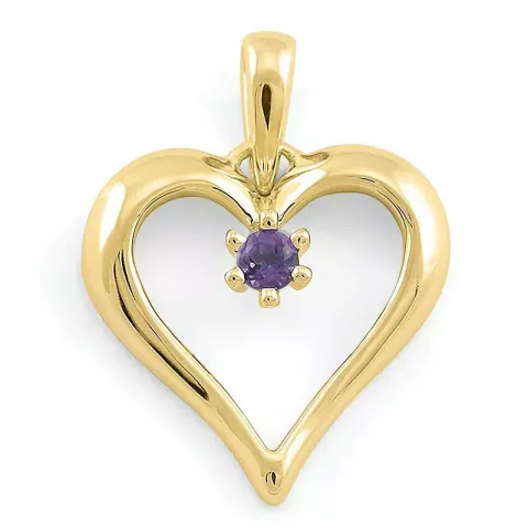 hart amethist hanger in 9 caraat goud 0,07 ct ct