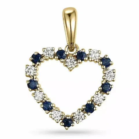 hart saffier diamanten hanger in 9 caraat goud 0,20 ct 0,29 ct
