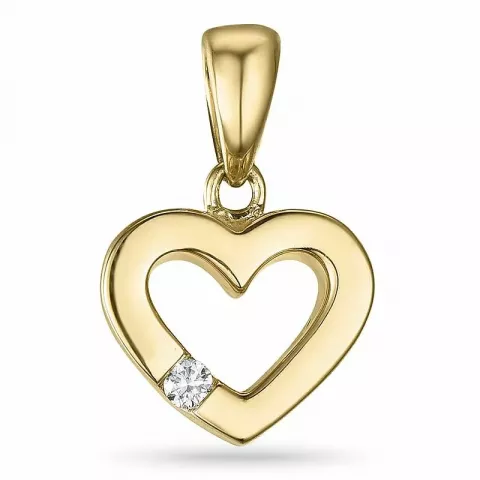 Hart diamant hanger in 9 caraat goud 0,02 ct