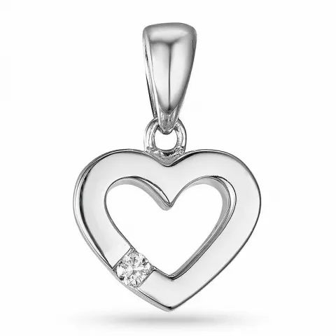 hart diamant hanger in 9 caraat witgoud 0,02 ct
