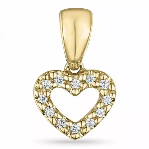 Hart diamant hanger in 9 caraat goud 0,06 ct