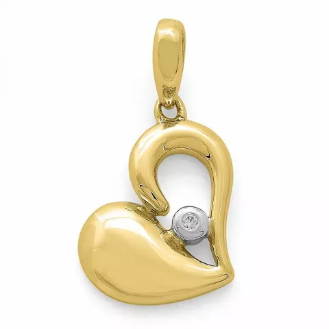 hart diamant hanger in 9 caraat goud-en witgoud 0,01 ct