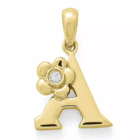 letter a diamant hanger in 9 caraat goud 0,01 ct