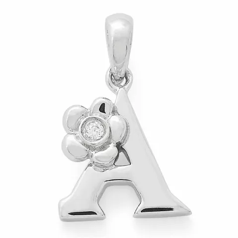 Letter a diamanten hanger in 9 caraat witgoud 0,01 ct