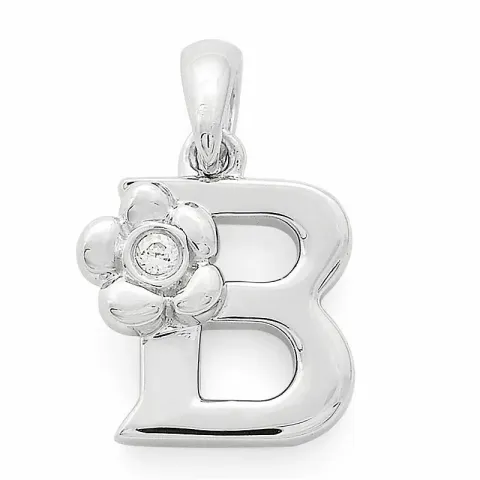 Letter b diamant hanger in 9 caraat witgoud 0,01 ct