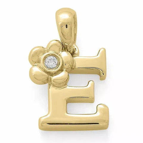 Letter e diamanten hanger in 9 caraat goud 0,01 ct