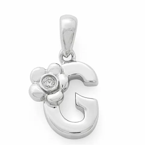 Letter g diamanten hanger in 9 caraat witgoud 0,01 ct