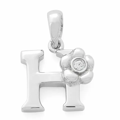 Letter h diamanten hanger in 9 caraat witgoud 0,01 ct