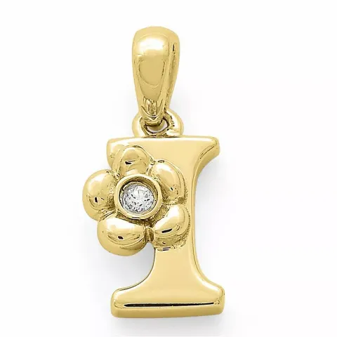 Letter i diamant hanger in 9 caraat goud 0,01 ct