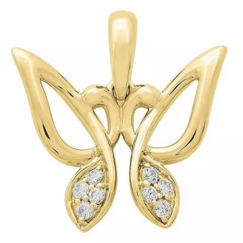 vlinder diamant hanger in 9 caraat goud 0,09 ct