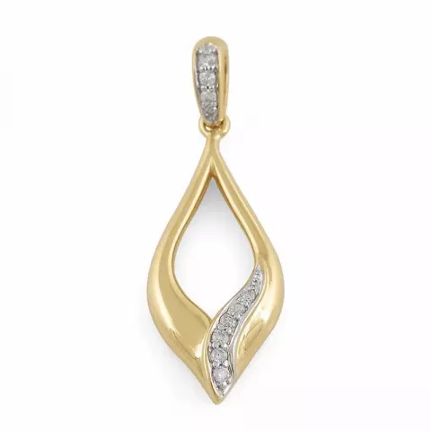 Elegant abstract diamanten hanger in 9 caraat goud-en witgoud 0,06 ct ct