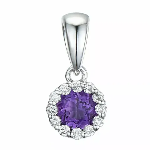 rond amethist hanger in 9 caraat goud 0,07 ct ct 0,25 ct