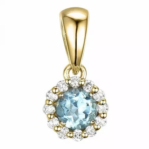 Elegant rond topaas diamanten hanger in 9 caraat goud 0,07 ct 0,30 ct