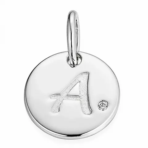 Letter a diamant hanger in 9 caraat witgoud 0,01 ct