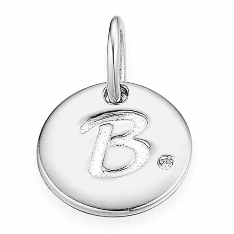 Letter b diamanten hanger in 9 caraat witgoud 0,01 ct