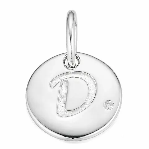 Letter d diamanten hanger in 9 caraat witgoud 0,01 ct