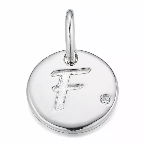 Letter f diamanten hanger in 9 caraat witgoud 0,01 ct