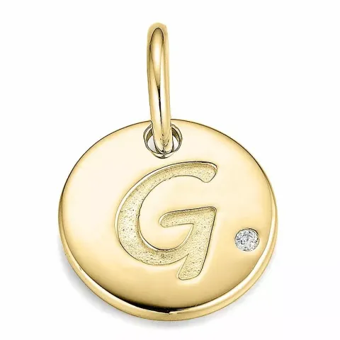 Letter g diamant hanger in 9 caraat goud 0,01 ct