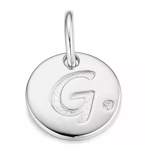 Letter g diamant hanger in 9 caraat witgoud 0,01 ct