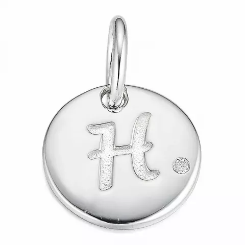 Letter h diamant hanger in 9 caraat witgoud 0,01 ct