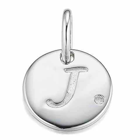 Letter j diamant hanger in 9 caraat witgoud 0,01 ct