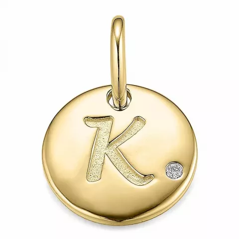 Letter k diamanten hanger in 9 caraat goud 0,01 ct