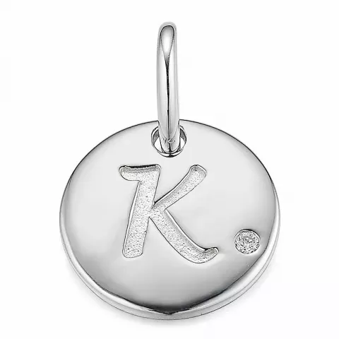 Letter k diamant hanger in 9 caraat witgoud 0,01 ct
