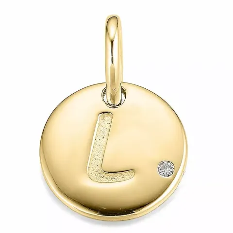 Letter l diamant hanger in 9 caraat goud 0,01 ct