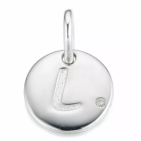 Letter l diamant hanger in 9 caraat witgoud 0,01 ct