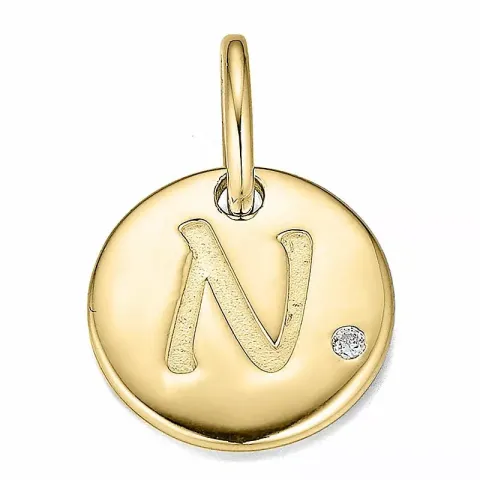 Letter n diamanten hanger in 9 caraat goud 0,01 ct