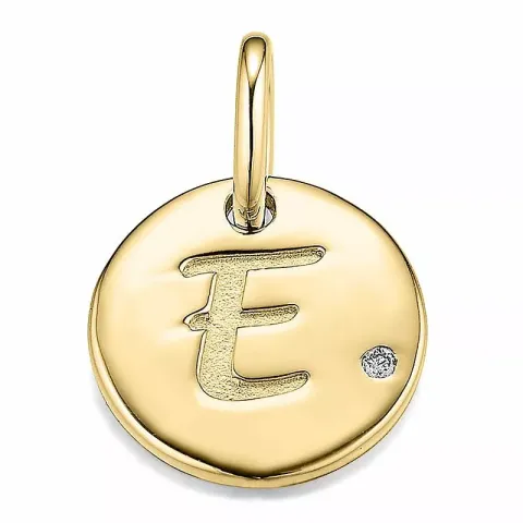 Letter e diamanten hanger in 9 caraat goud 0,01 ct