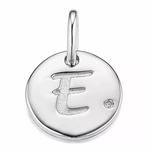 Letter e diamant hanger in 9 caraat witgoud 0,01 ct